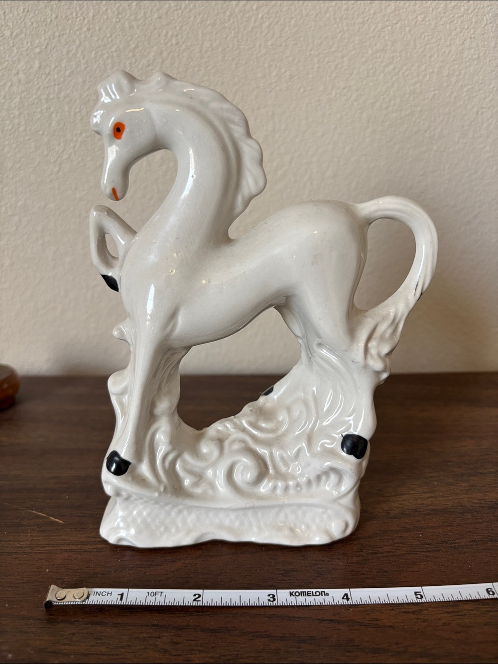 White Ceramic Horse Figurine Decorative Sculpture